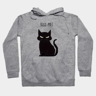 Kiss Me - Black Cat Hoodie